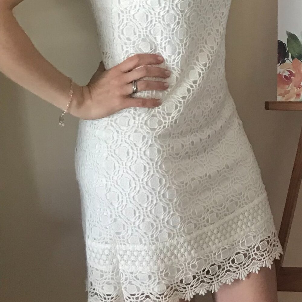 White House Black Market Lined Lace Crochet Sheath Dress